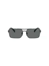 Prada Triangle-logo Rectangle-frame Sunglasses In Grey