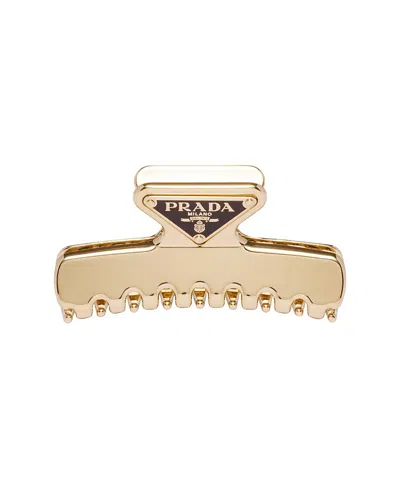 Prada Triangular Claw Clip Hair Accessory In Gold
