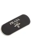 Prada Enameled Hair Clip With Logo In Black