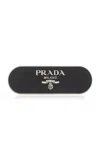 Prada Enameled Hair Clip With Logo In Black
