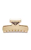 Prada Triangular Claw Clip Hair Accessory In Gold