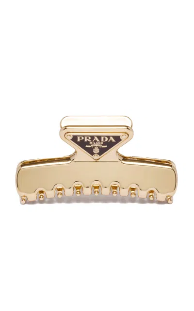 Prada Metal Hair Clip In Gold