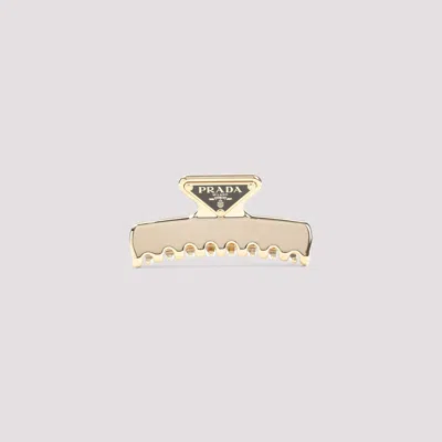 Prada Triangular Claw Clip Hair Accessory In Gold