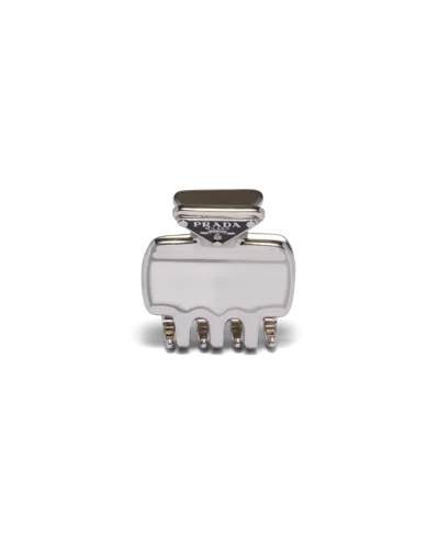 Prada Haarspange Aus Metall In Steel Gray