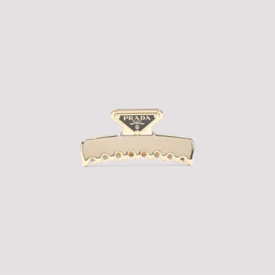 Prada Metal Hair Clip Unica In Gold