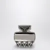 Prada Triangle Logo Metal Hair Claw In Silver
