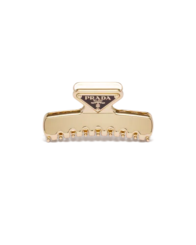 Prada Triangular Claw Clip Hair Accessory In Gold