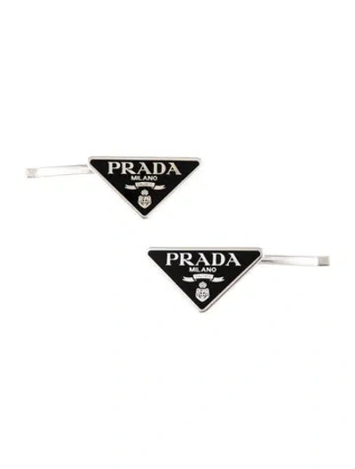 Pre-owned Prada Metal Hair Clips In Black/silver