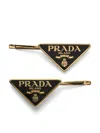 Prada Fermagli Per Capelli In Metallo In Black