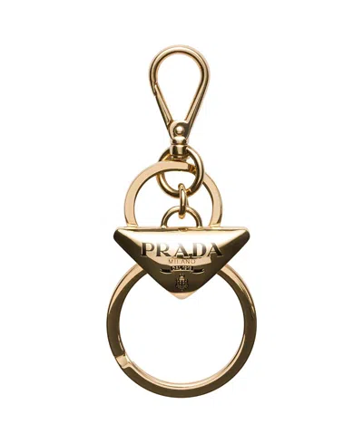 Prada Metal Key Ring In Gold