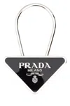 Prada Metal Key Ring Triangular Shape Engraving In Gold