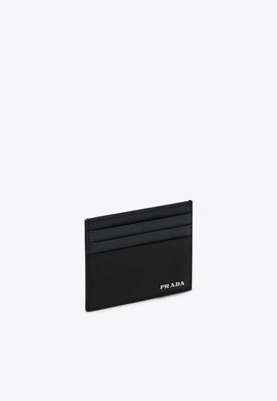 Prada Metal Logo Leather Cardholder