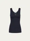 Prada Enamel-triangle Cotton Top In F0008 Bleu