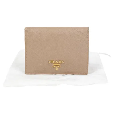 Prada Metal Logo Wallet In Brown