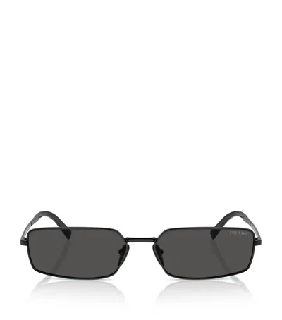 Prada Womens Black Pra60s Rectangle-frame Metal Sunglasses