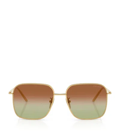 Prada Metal Pr C54sd Square Sunglasses In Brown