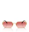 Prada Womens Gold Pr A51s Irregular-frame Metal Sunglasses In Gold