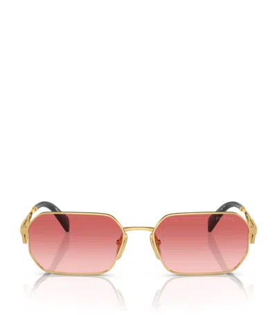 Prada Womens Gold Pr A51s Irregular-frame Metal Sunglasses In Pink