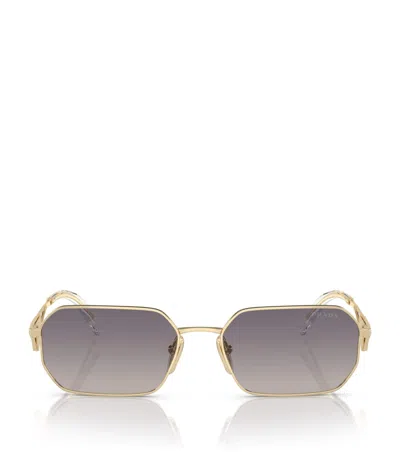 Prada Woman Sunglass Pr A51s In Gradient Blue Mirror Silver