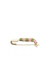Prada Metal Safety Pin Brooch In Green