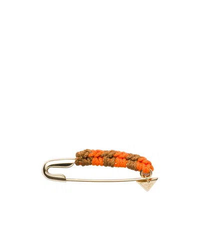 Prada Sicherheitsnadel-brosche Aus Metall In Orange/karamell