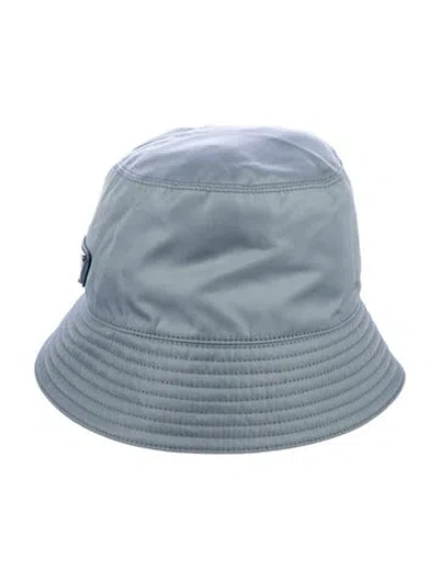 Pre-owned Prada Metal Triangle Bucket Hat In Blue