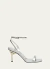 Prada Metallic Ankle-strap Sandals In Argento