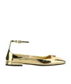 Prada Metallic-effect Leather Ballerina Shoes In Yellow