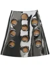 Prada Metallic-effect Leather Midi Skirt In Silver