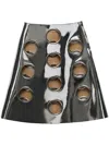 Prada Metallic-effect Leather Midi Skirt In Silver