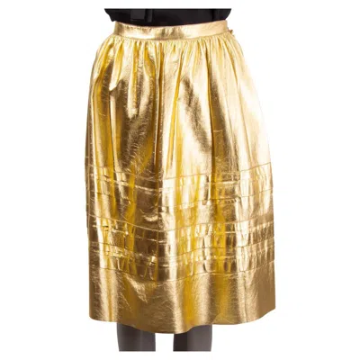 Pre-owned Prada Metallic Gold 2008 Leather Skirt 38 Xs