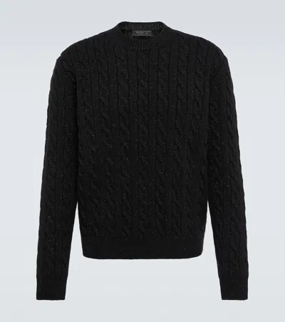 Prada Metallic Knit Wool-blend Sweater In Nero