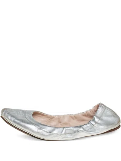Pre-owned Prada Metallic Leather Ballet Flats