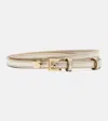 Prada Leather Belt Double Loop Metallic Finish In Neutral