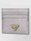 Prada Metallic Leather Cardholder Featuring Refined Design In Gray