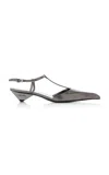 Prada Women's Anthracite Patent Leather Slingback Pumps In Silver