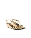 Prada Metallic Wedge Sandals Ankle Strap Open Toe