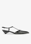 Prada Women's Anthracite Patent Leather Slingback Pumps In Metallic