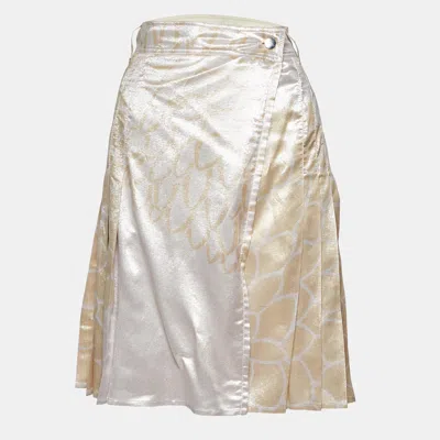 Pre-owned Prada Metallic Lurex Silk Blend Pleated Mini Skirt M
