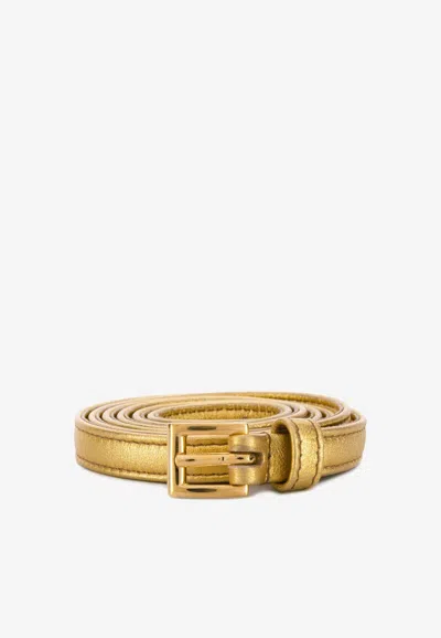Prada Metallic Nappa Leather Belt In Gold