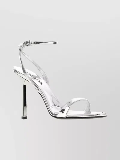 PRADA METALLIC OPEN TOE LEATHER SANDALS