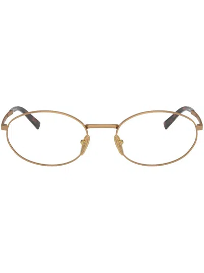Prada Metallic Oval-frame Glasses In Gold