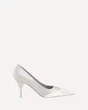 Prada Grey Satin And Metallic Leather Pumps