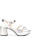 Prada Metallic Sandals In 银色