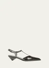 Prada Metallic T-strap Ballerina Pumps In Antracite