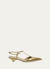 Prada Metallic T-strap Ballerina Pumps In Platino