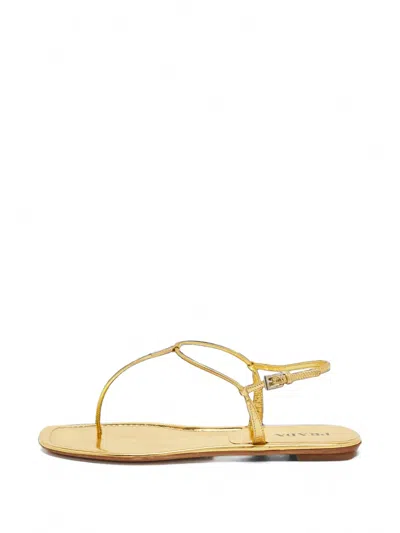 Pre-owned Prada Metallic Thong Sandals In Gold