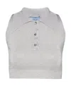 Prada Lurex Knit Crop Top In Silver
