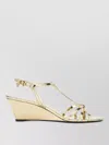 Prada Metallic Wedge Sandals Ankle Strap Open Toe In Gold