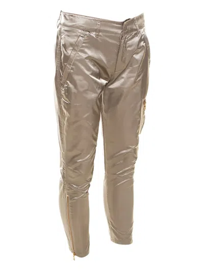 Pre-owned Prada Metallic-finish Trousers In Neutral